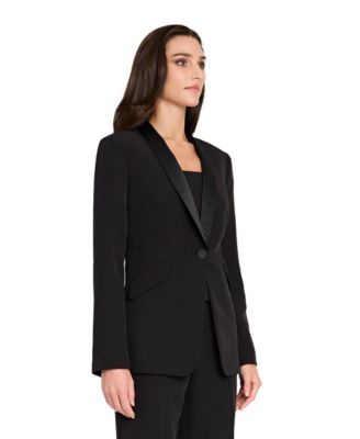 Women&#39;s Shawl Collar Satin Tuxedo Jacket