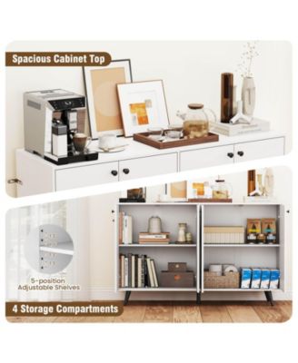 Buffet Sideboard Mid Century Modern 4-Door Storage Cabinet 50" Accent Cabinet