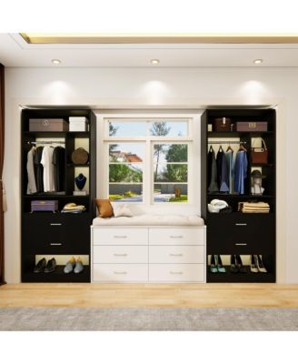 23.6'' Freestanding Closet System with 2 Drawers and 6 Shelves, 2FT Small Walk-in Closet Organizer with Hanging Rod