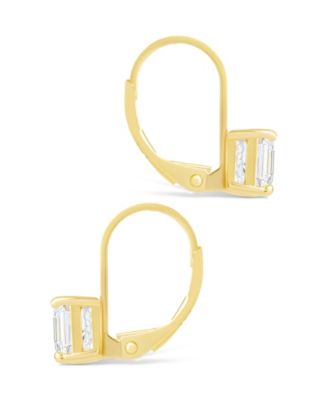 Sterling Silver Princess Cut French Clip Earrings