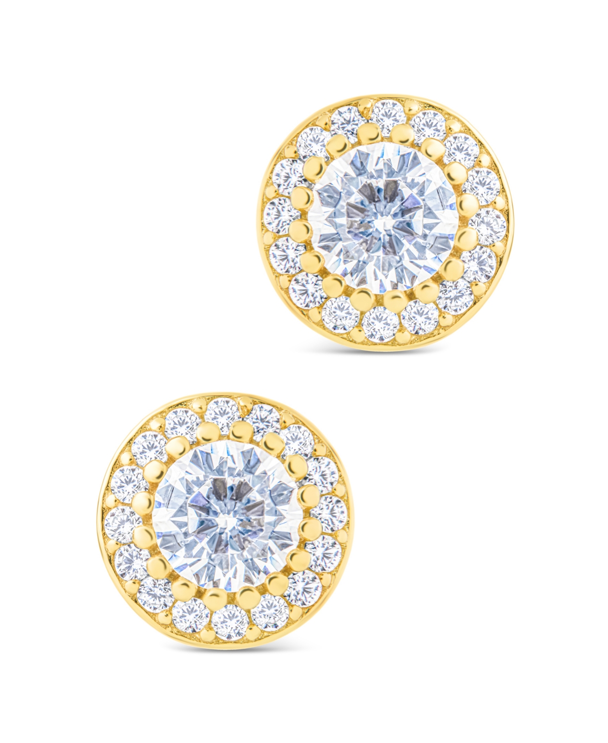 Sterling Forever Silver Round Cut Brilliant Halo Studs