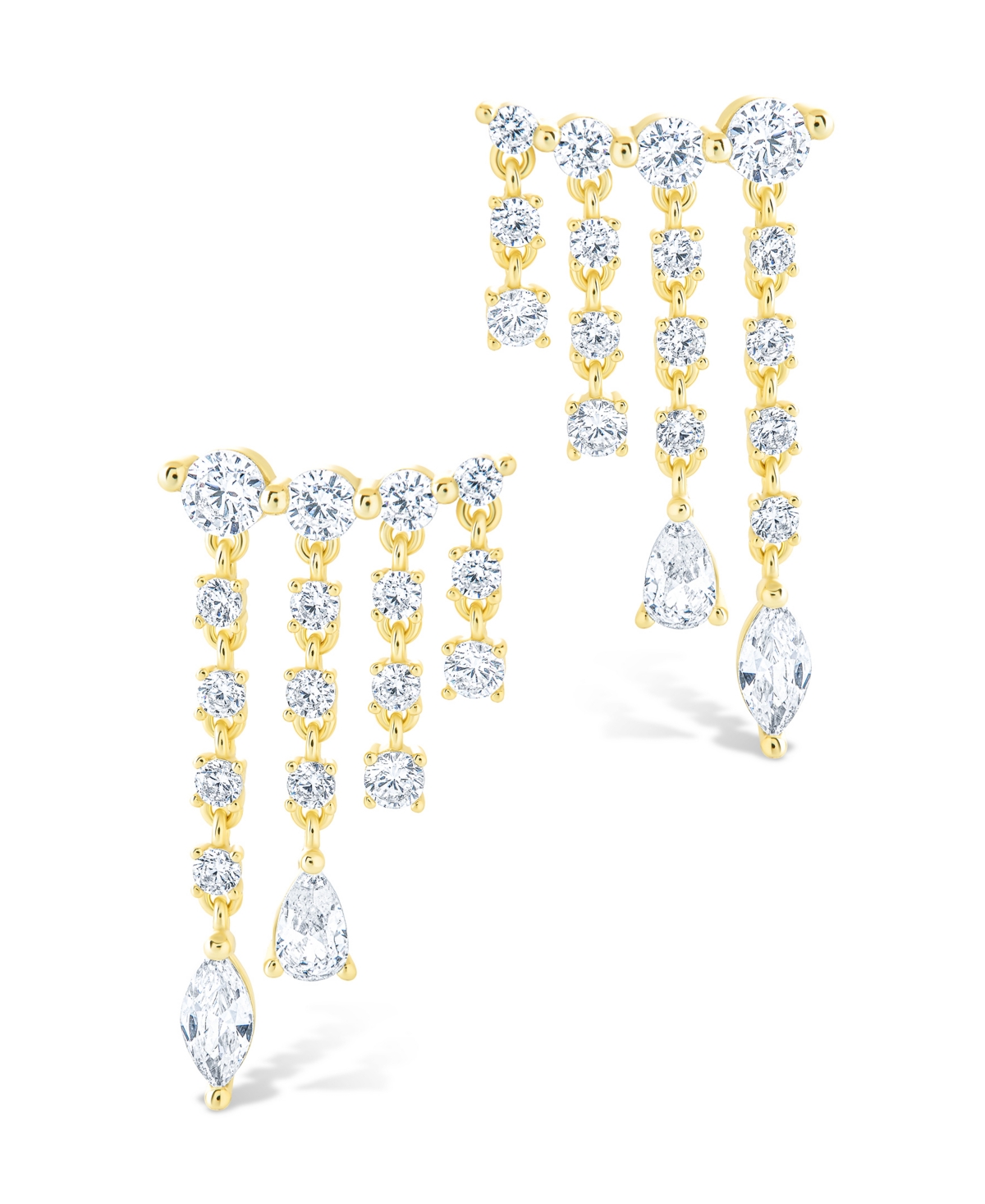 Sterling Forever Silver Adrian Cz Waterfall Statement Studs