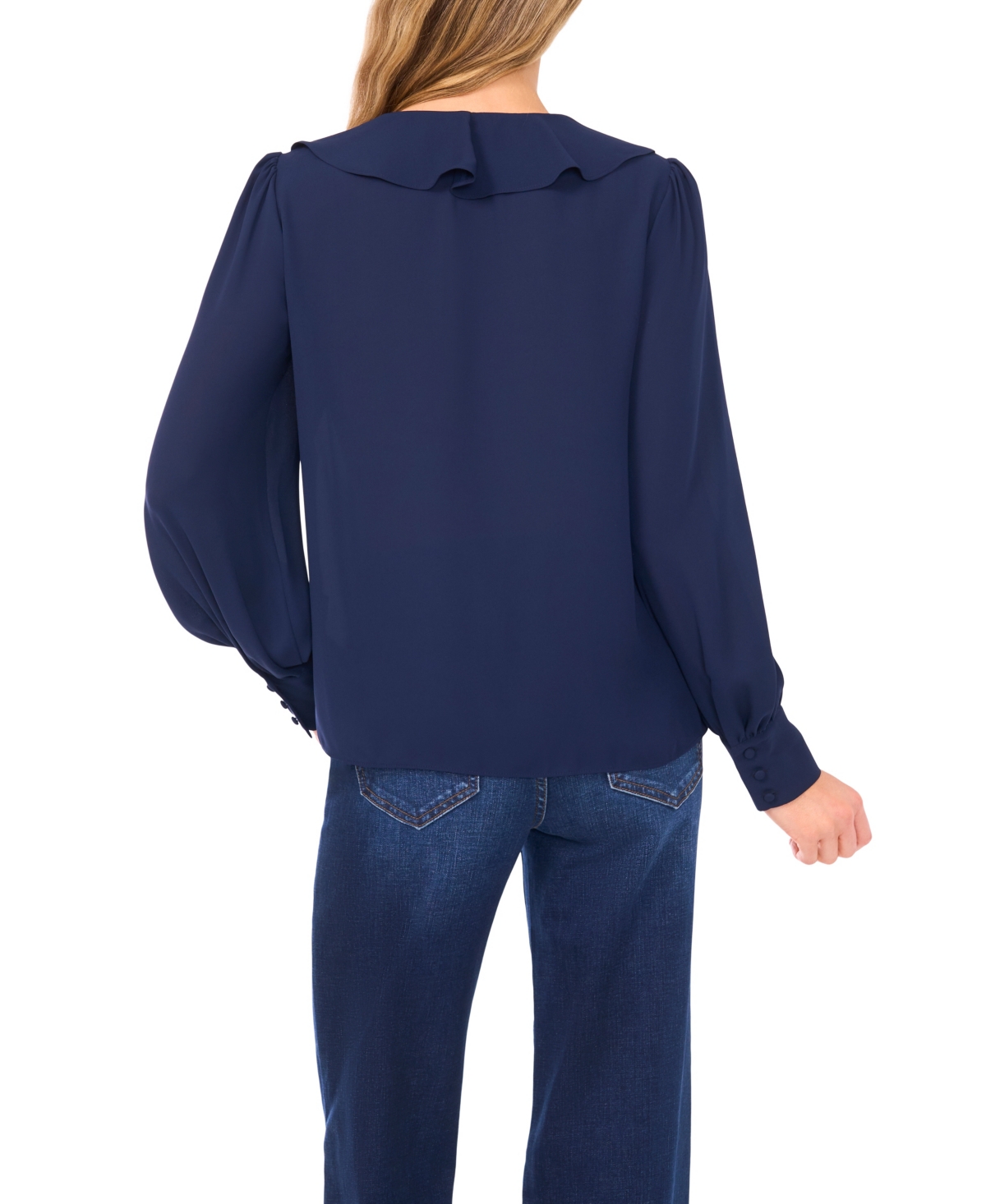 Cece Women's Ruffle Tie V-neck Top In Blue