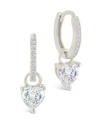 Sterling Silver Eugenia Heart Cut CZ Dangle Micro Hoops
