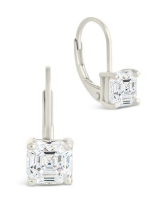 Sterling Silver Princess Cut French Clip Earrings