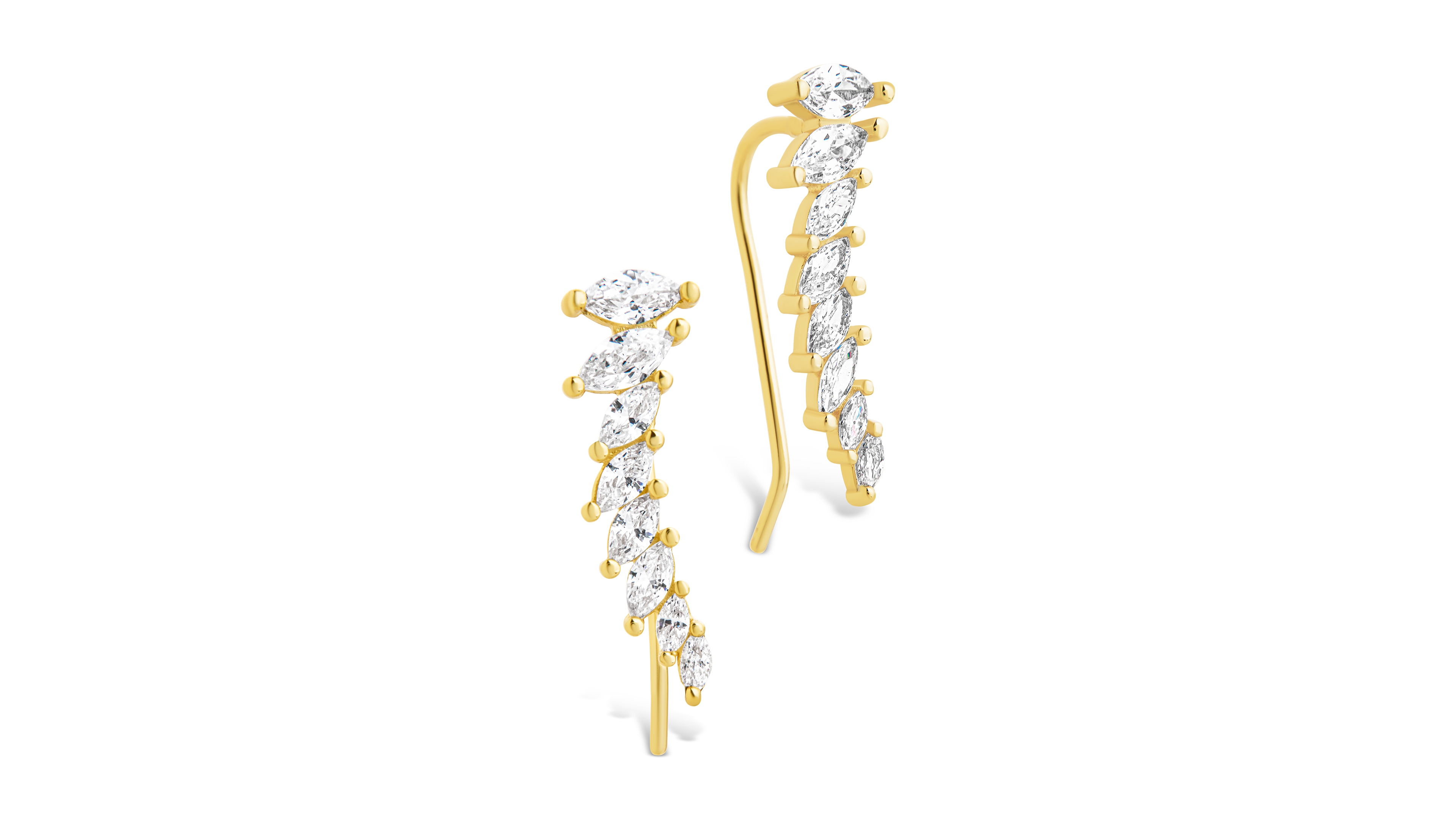 Sterling Forever Silver Skye Cz Threader Crawler Earrings