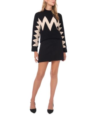 Women's Crewneck Zig-Zag Long-Sleeve Sweater		