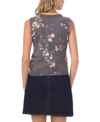 Women's Crewneck Floral Sleeveless Sweater