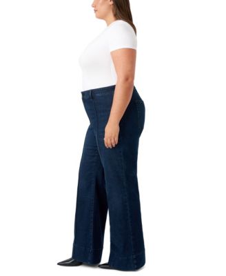 Plus Size Pintuck Wide Leg Jeans