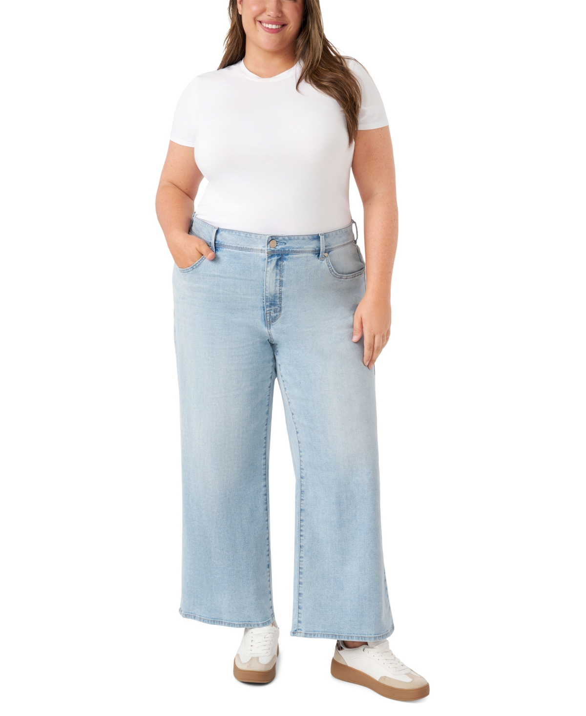 Seven7 Plus Size Loose Sneaker Jeans In Blue