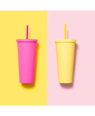 Essential Ginnie Cup with Lid and Straw, 700ML/24OZ Double-Walled, BPA-Free Acrylic Cup, Easy to Clean, Matte Finish, Fits Most Cupholders