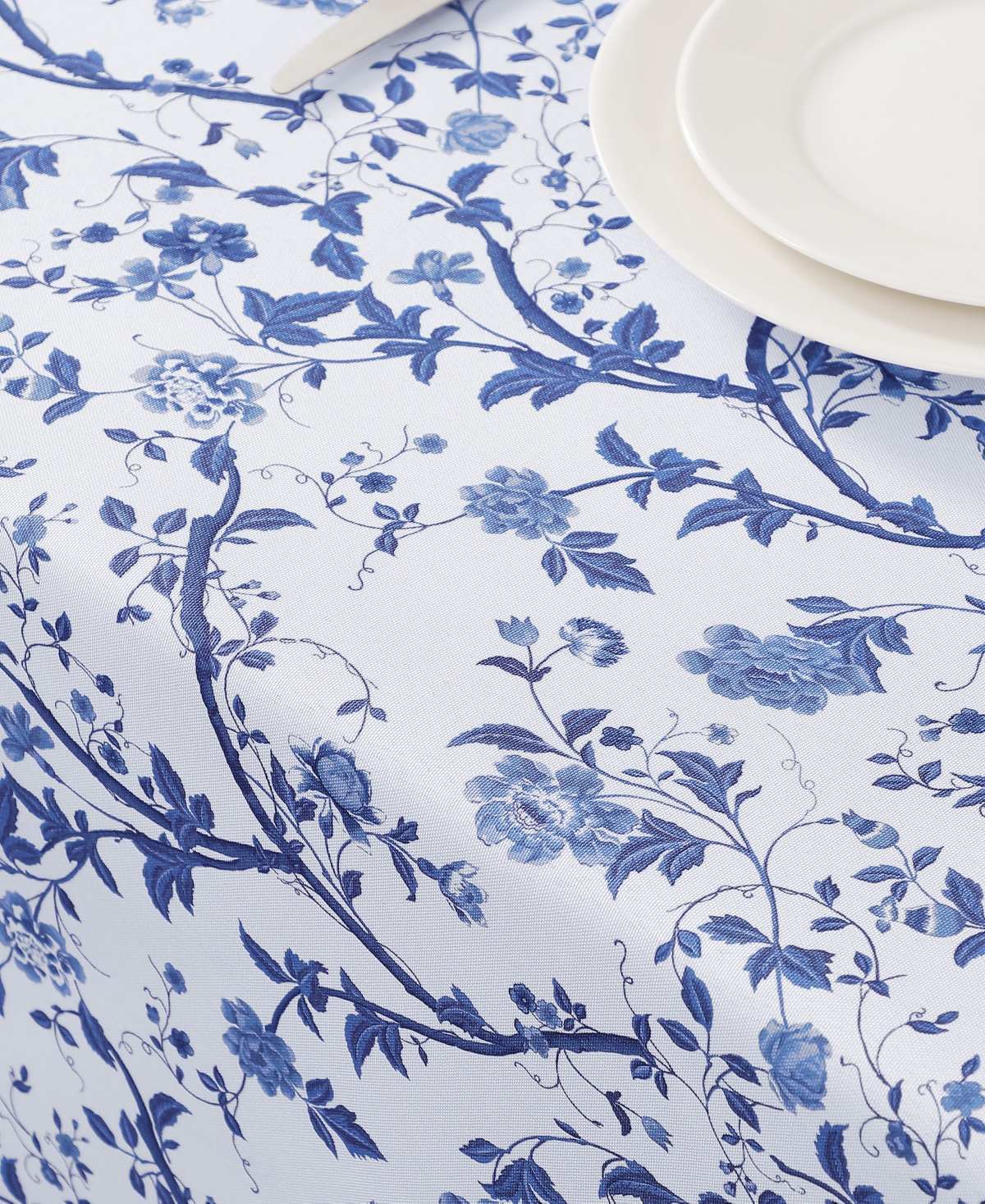 Laura Ashley Easy Care Pattern Tablecloth, 60" X 84" In Blue