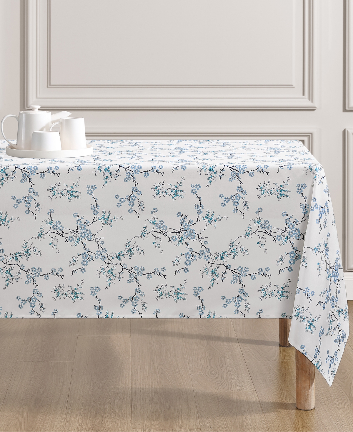 Laura Ashley Easy Care Pattern Tablecloth, 60" X 102" In White