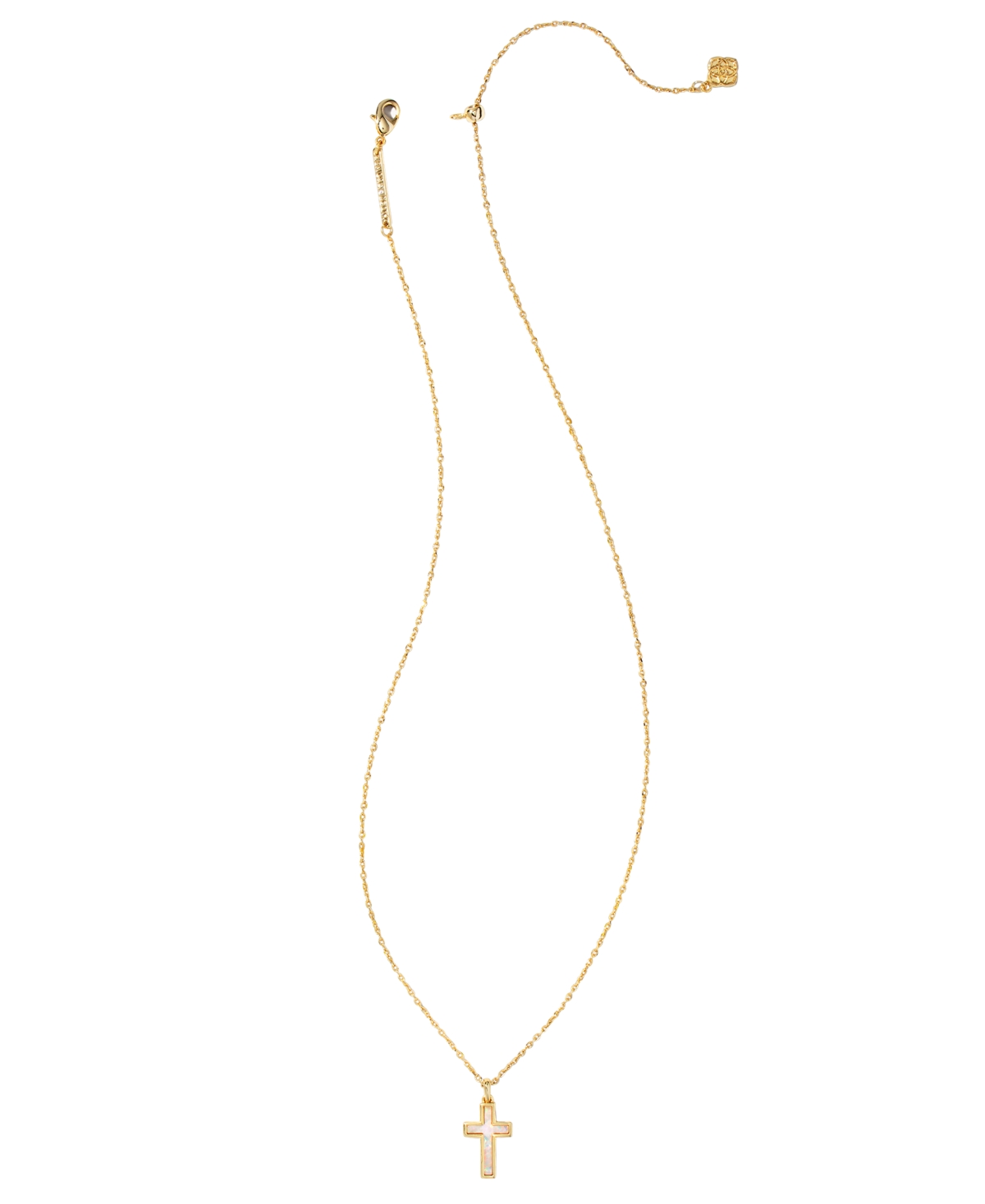Kendra Scott Kyocera Opal 14k Gold-plated Boxed Cross Pendant Necklace In Gold