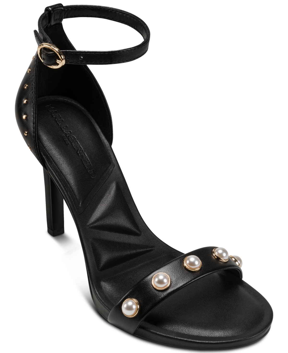 Karl Lagerfeld Paris Women's Kenz Pearl Ankle Strap Sandals