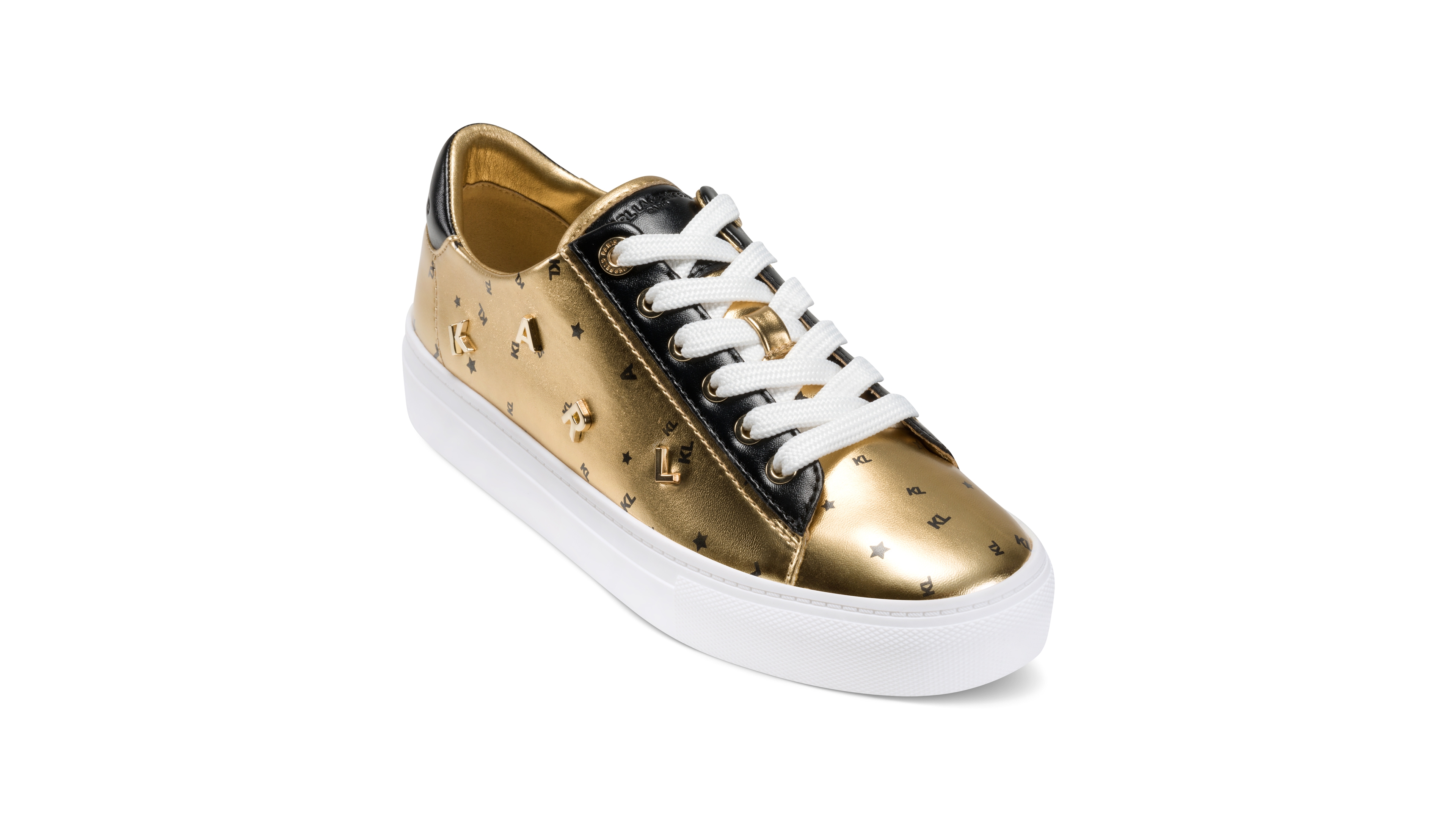 Karl Lagerfeld Paris Women's Cate Foil Lace Up Sneakers