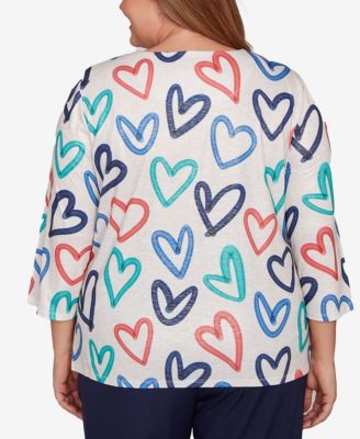 Plus Size Saratoga Springs Tossed Heart Pattern Knit Top