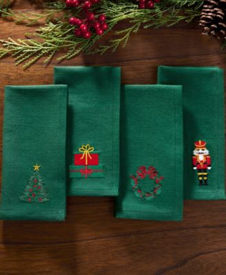 Holiday 4-Pc. Embroidered Napkin Set, 17" x 17"