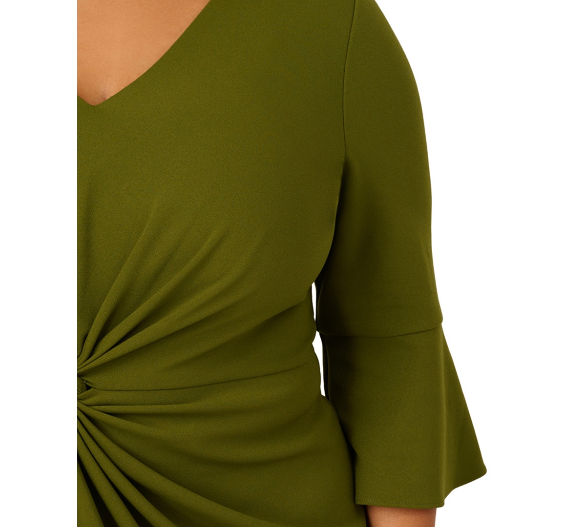 Adrianna Papell Plus Twist Crepe V-Neck Short Dress