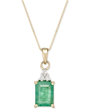 image of Emerald (1-3/4 ct. t.w.) and Diamond Accent Pendant Necklace in 14k Gold