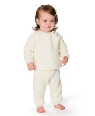 Calvin Klein - Baby Girls 2-Piece Quilted Crewneck Top and Joggers set