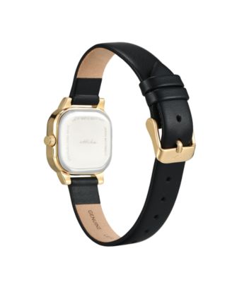 Classic Square Gold Plated Leather Watch, 85mm