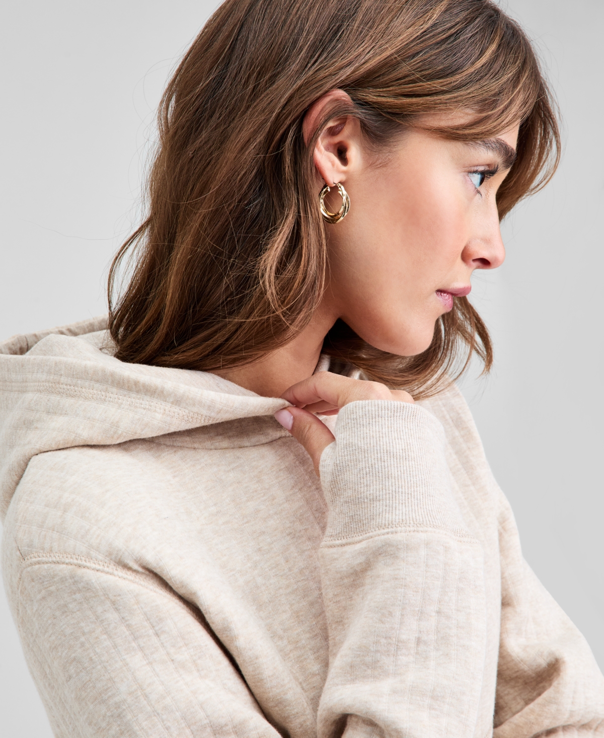 And Now This Women's Quilted Pullover Lounge Hoodie, Macy's Exclusive In Neutral