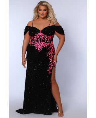 Women's Fitted Sequin & Lace Venom Evening Gown