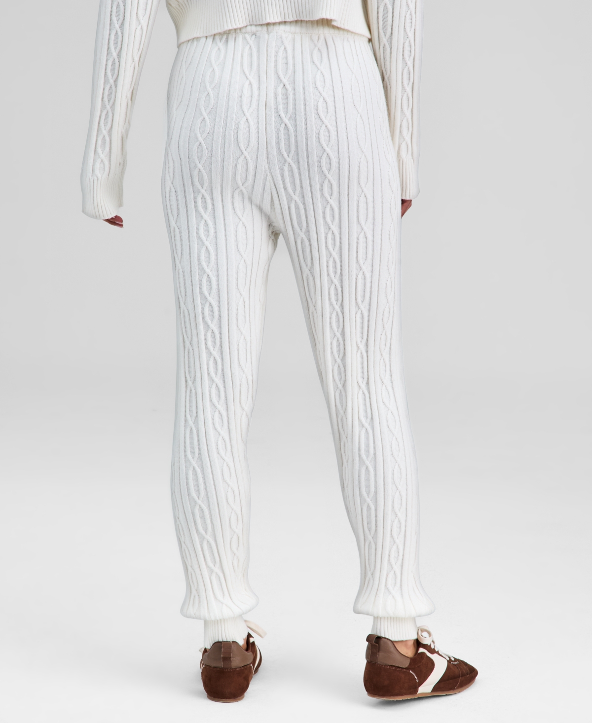 And Now This Women's Cable-knit Jogger Pants, Macy's Exclusive In White
