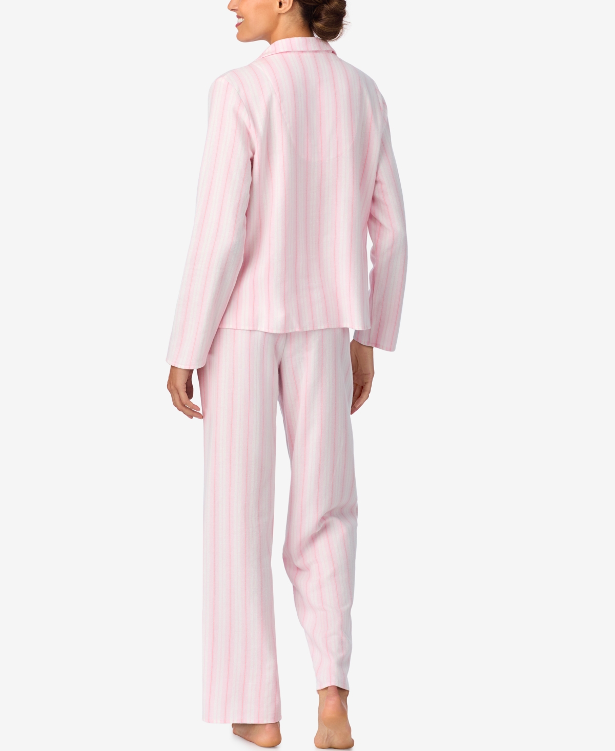 Aria Women's Notch Collar And Long Pant Pajama Set In Pink