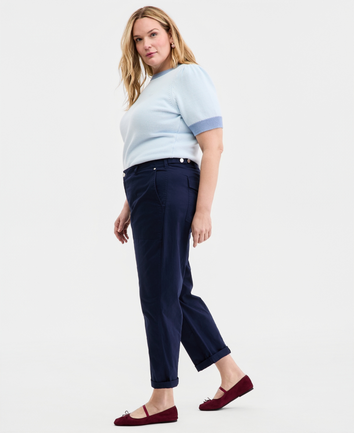 On 34th Trendy Plus Utility Pocket Ankle Pants, Macy's Exclusive