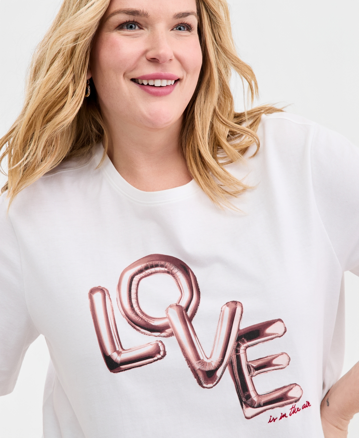On 34th Trendy Plus Love Is The Air Graphic T-Shirt, Macy's Exclusive