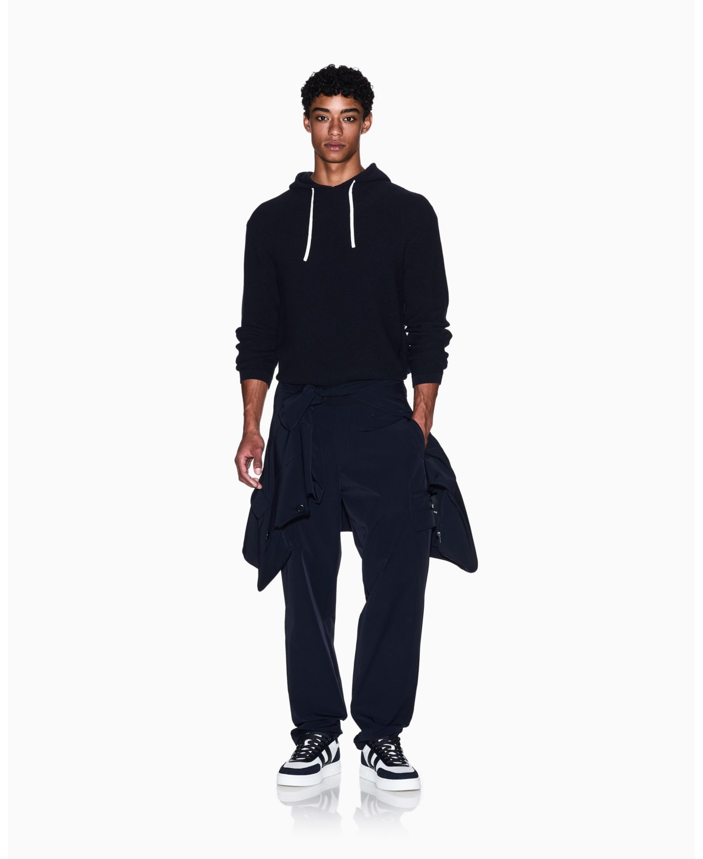 Мужское худи A|X Armani Exchange Waffle Knit, цвет: Глубокий тёмно-синий — фото 2