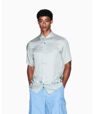 Men's Short Sleeve Viscose Geo Print Woven Shirt