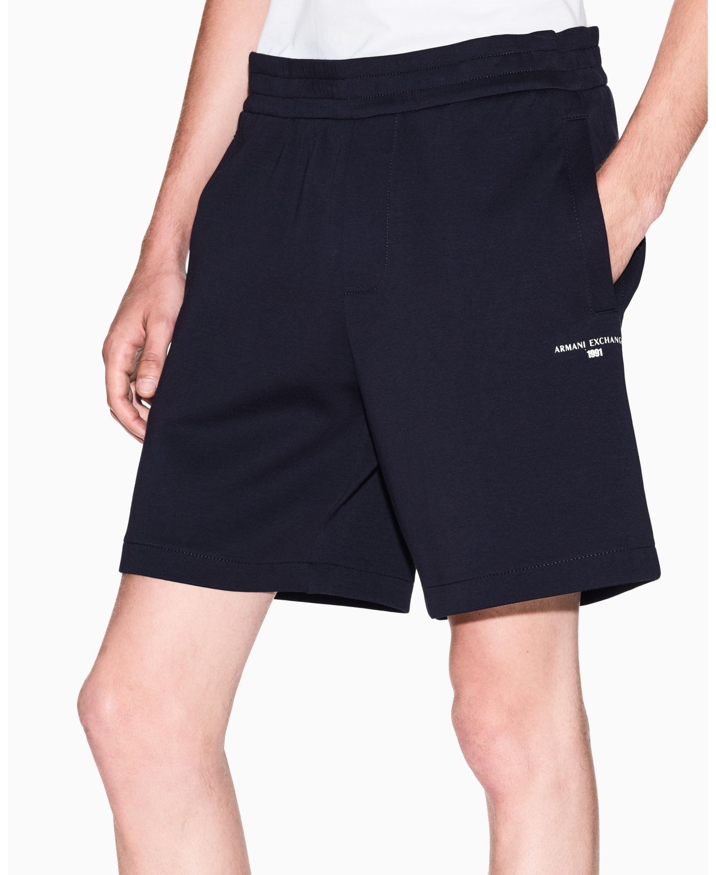 Мужские шорты A|X Armani Exchange Drawstring Fleece Graphic, цвет: Глубокий тёмно-синий — фото 3