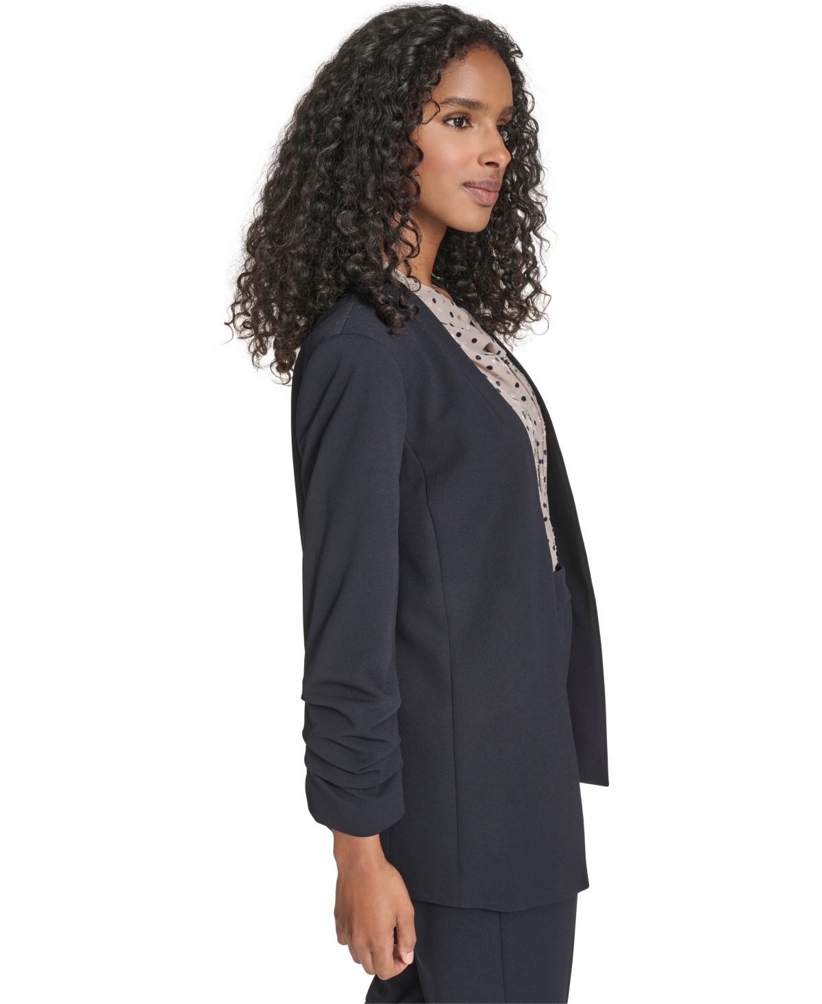 Calvin Klein Women's Scuba Crepe Long Sleeve Jacket In Blue