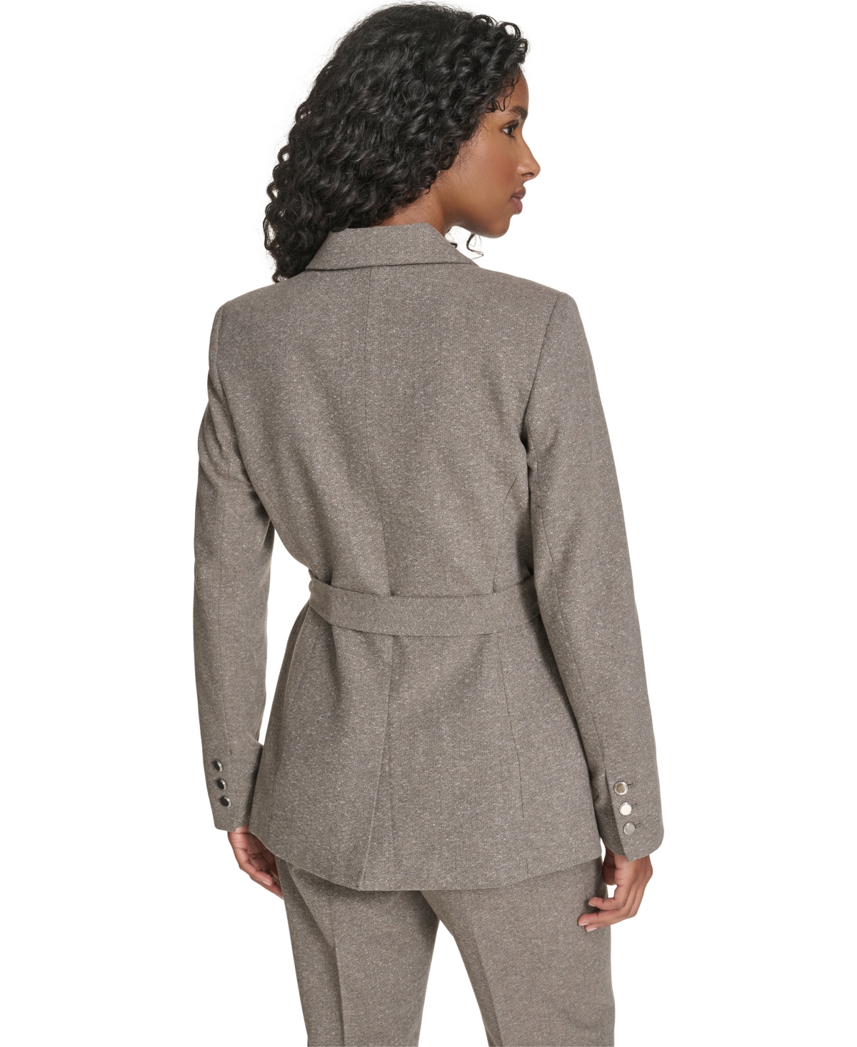 Calvin Klein Women's Double Breasted Belted Jacket In Gray