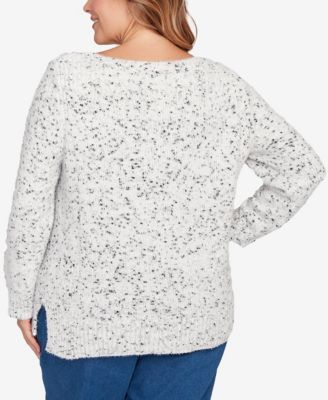 Plus Size Speckled Chenille Eyelash Sweater