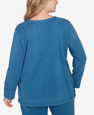 Plus Size Luxe Rib V-Neck Button Accent Knit Top