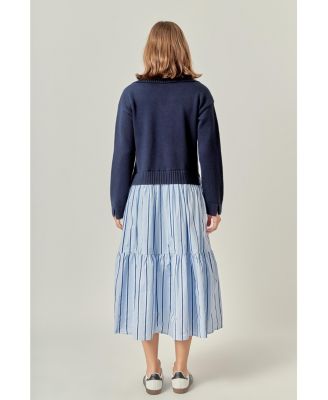 Women's Mixed media Midi Dress