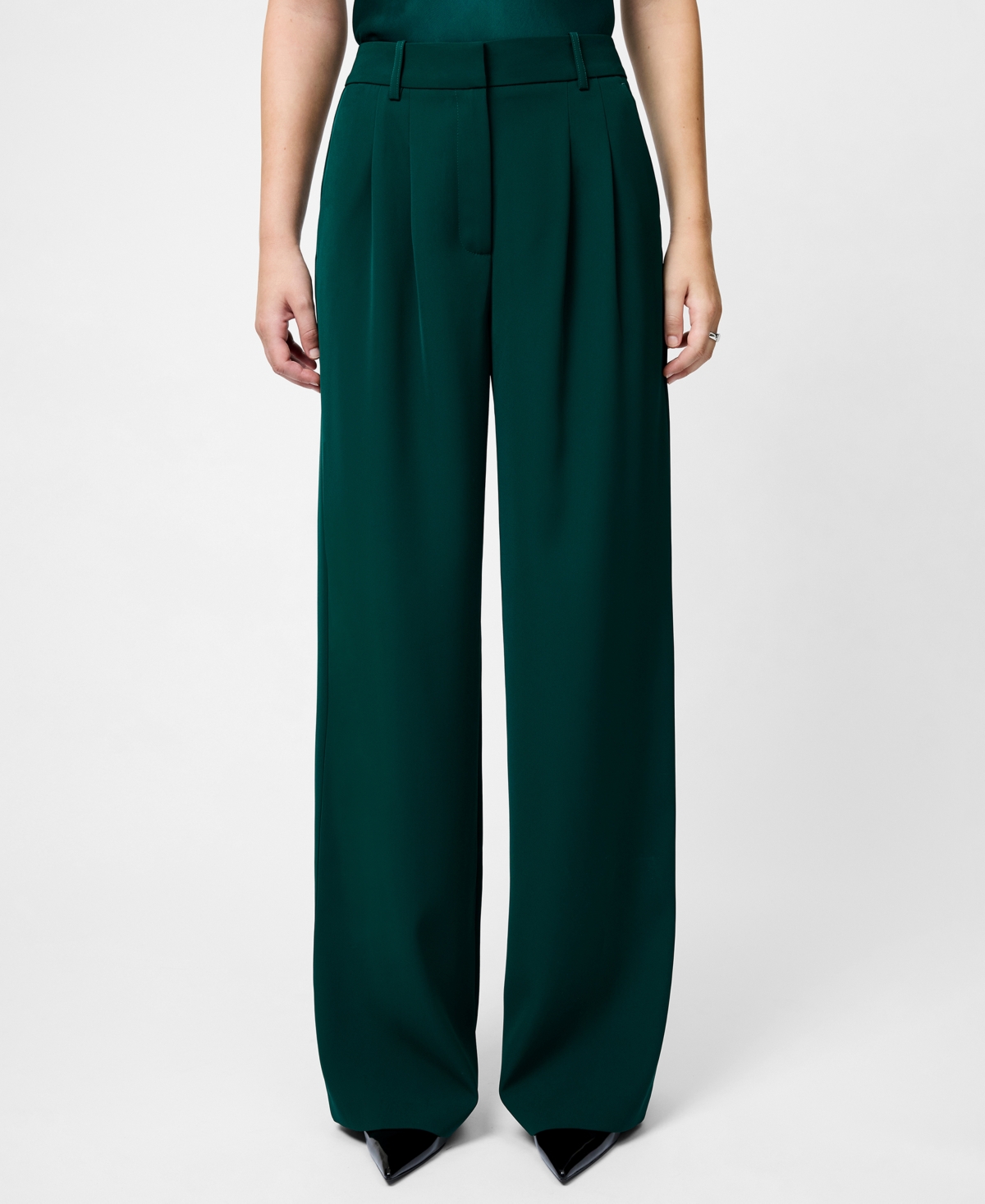 French Connection Harrie Wide Leg Suiting Pants In Green