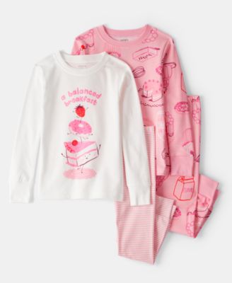 Carter's - Girls Toddler 2T-5T 4-Piece Desserts Snug Fit Long-Sleeve Top and Pants Pajama Set