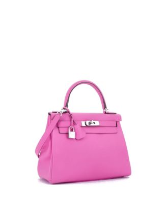 Kelly 28 Handbag Pink Evercolor with Palladium Hardware