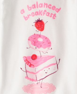 Girls' Toddler 2T-5T Desserts Snug Fit Long-Sleeve Top and Pants, 4-Piece Pajama Set