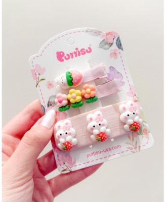 Girls 3pc Hair Clip Set - Bunny Garden Trio