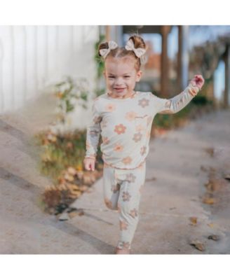 Little Girls Charlie Fitted Two-Piece Long Sleeve Pajamas & Head Wrap Set