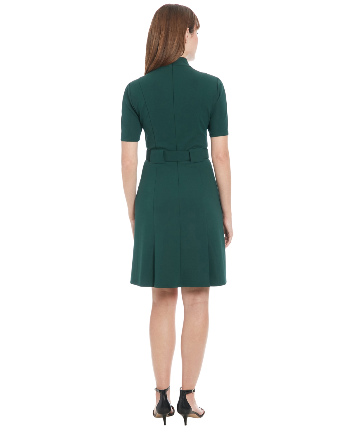 London Times Women's Belted Pleated Fit & Flare Dress In Green