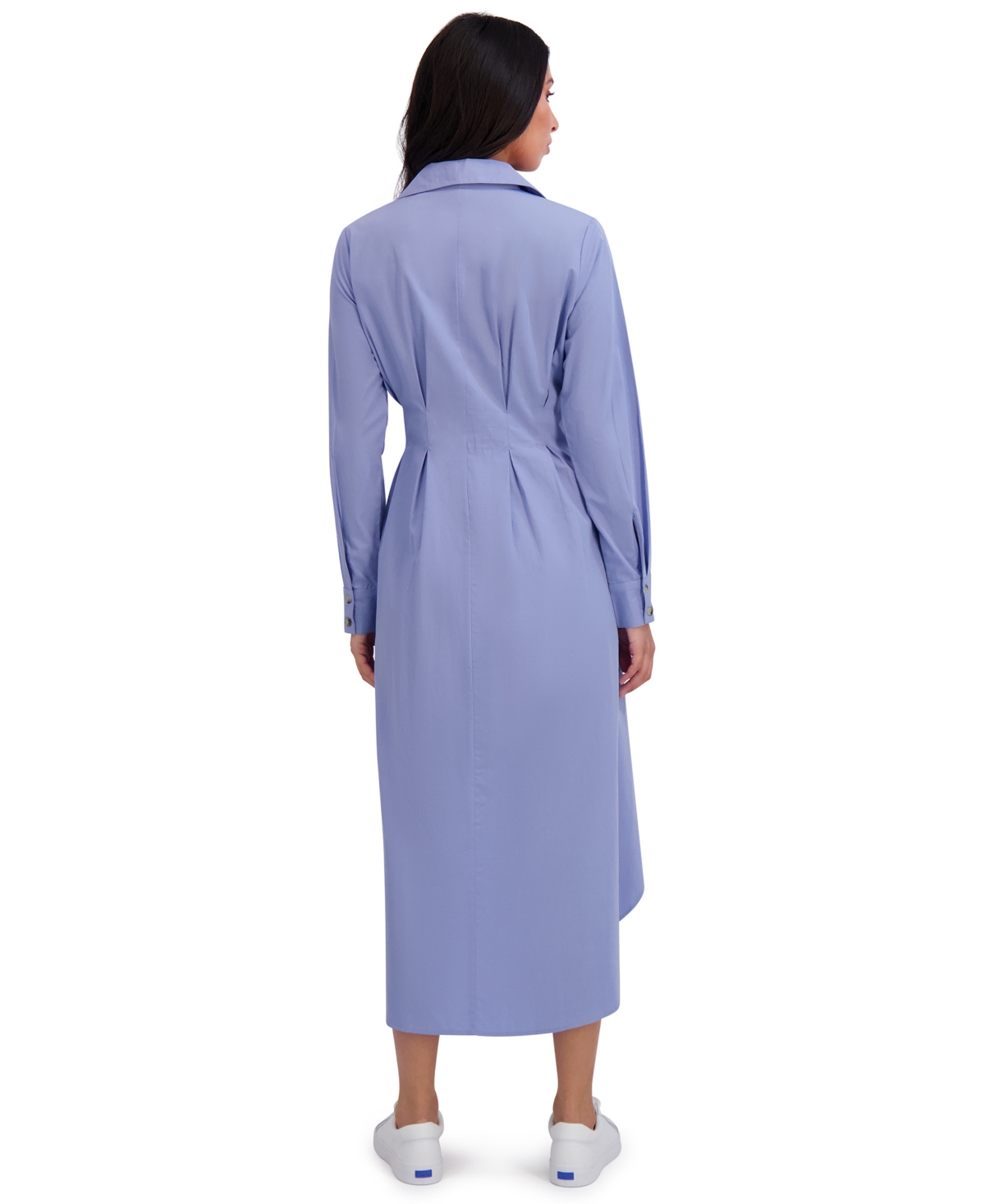 London Times Women's Collar Front Belted Shirt Dress