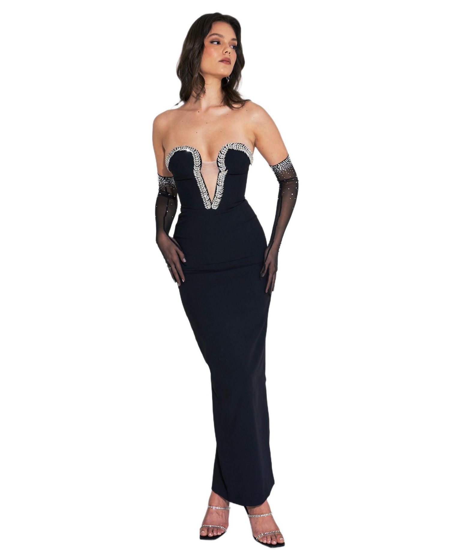 Women's Ivanna Black Crystal Embellished Maxi Dress