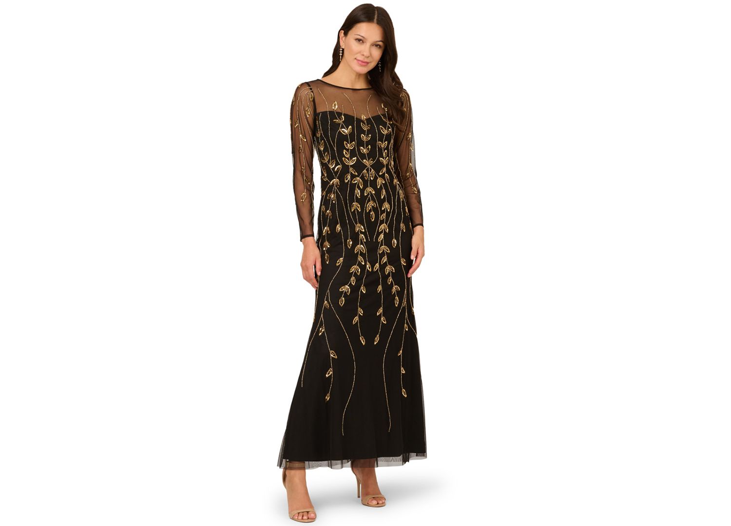 Women's Beaded Long-Sleeve Dress